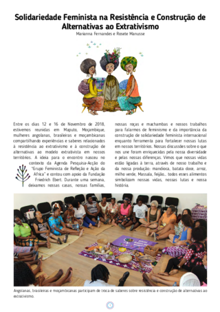 Solidariedade feminista na resistência e construção de alternativas ao extrativismo